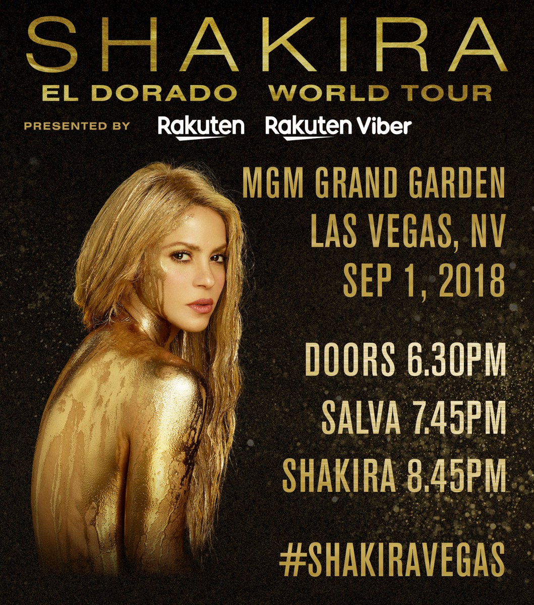 Hello Las Vegas! Here are the times for tonight's #ShakiraVegas show at @MGMGrand. ShakHQ https://t.co/AFux4SNj8z