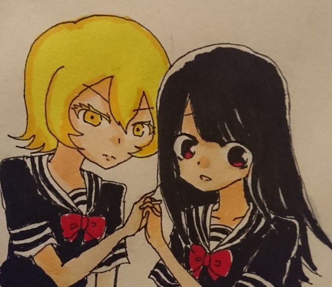 夏休みが終わる前に最後につゆあやを描きたかっただけ…あぁコピック上手くなりたい…_(:3」 ∠ )_#魔法少女サイト # 夏休みが終わる前に最後につゆあやを描きたかっただけ…あぁコピック上手くなりたい…_(:3」 ∠ )_#魔法少女サイト #