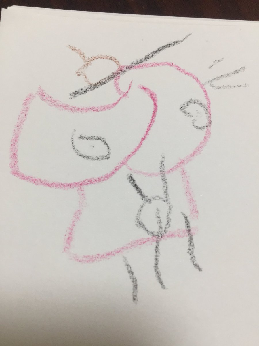 【親バカ】さらに進化したおしり探偵の絵!左がおしりたんていで、右がマルチーズ署長のようです。おしりたんていの顔の横にある 【親バカ】さらに進化したおしり探偵の絵!左がおしりたんていで、右がマルチーズ署長のようです。おしりたんていの顔の横にある