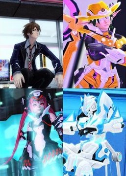 左上:山崎弘(黒バス再現:Fi/Te)右上:ムサシ(PSO2アニメ再現:Fo/Te)左下:ミカヅキ(創作:Ra/Gu)右 左上:山崎弘(黒バス再現:Fi/Te)右上:ムサシ(PSO2アニメ再現:Fo/Te)左下:ミカヅキ(創作:Ra/Gu)右