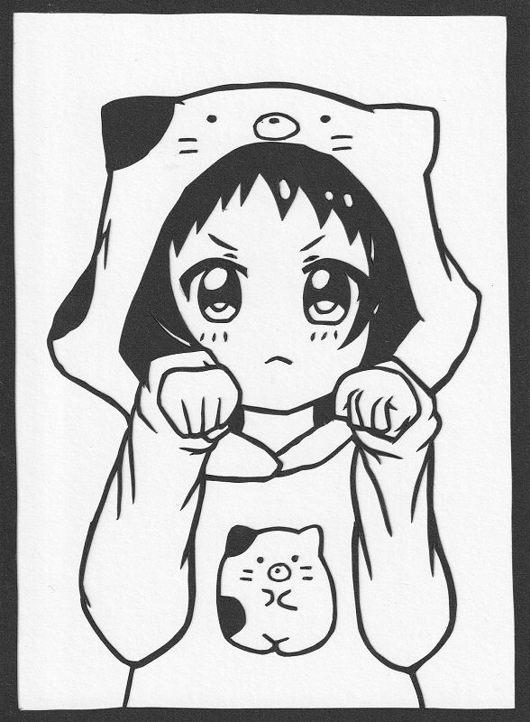 #切り絵 フォロワーさんのはつかさん( )が先日描かれたイラストを許可いただいて切り絵にしてみました。ありがとうございま #切り絵 フォロワーさんのはつかさん( )が先日描かれたイラストを許可いただいて切り絵にしてみました。ありがとうございま