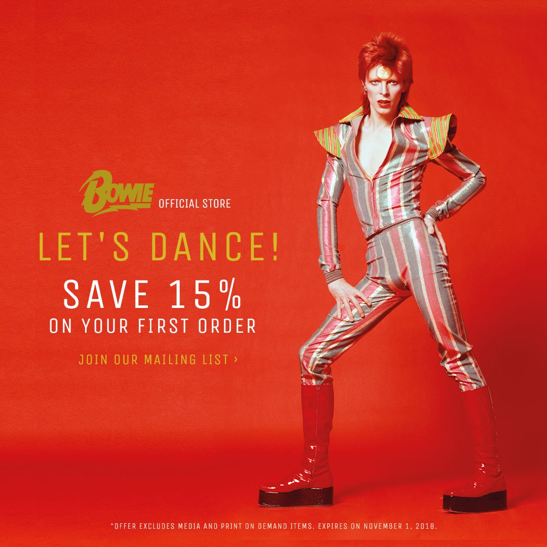 SAVE 15% ON YOUR FIRST ORDER IN THE OFFICIAL BOWIE STORE - Check it out here:   #BowieStore 