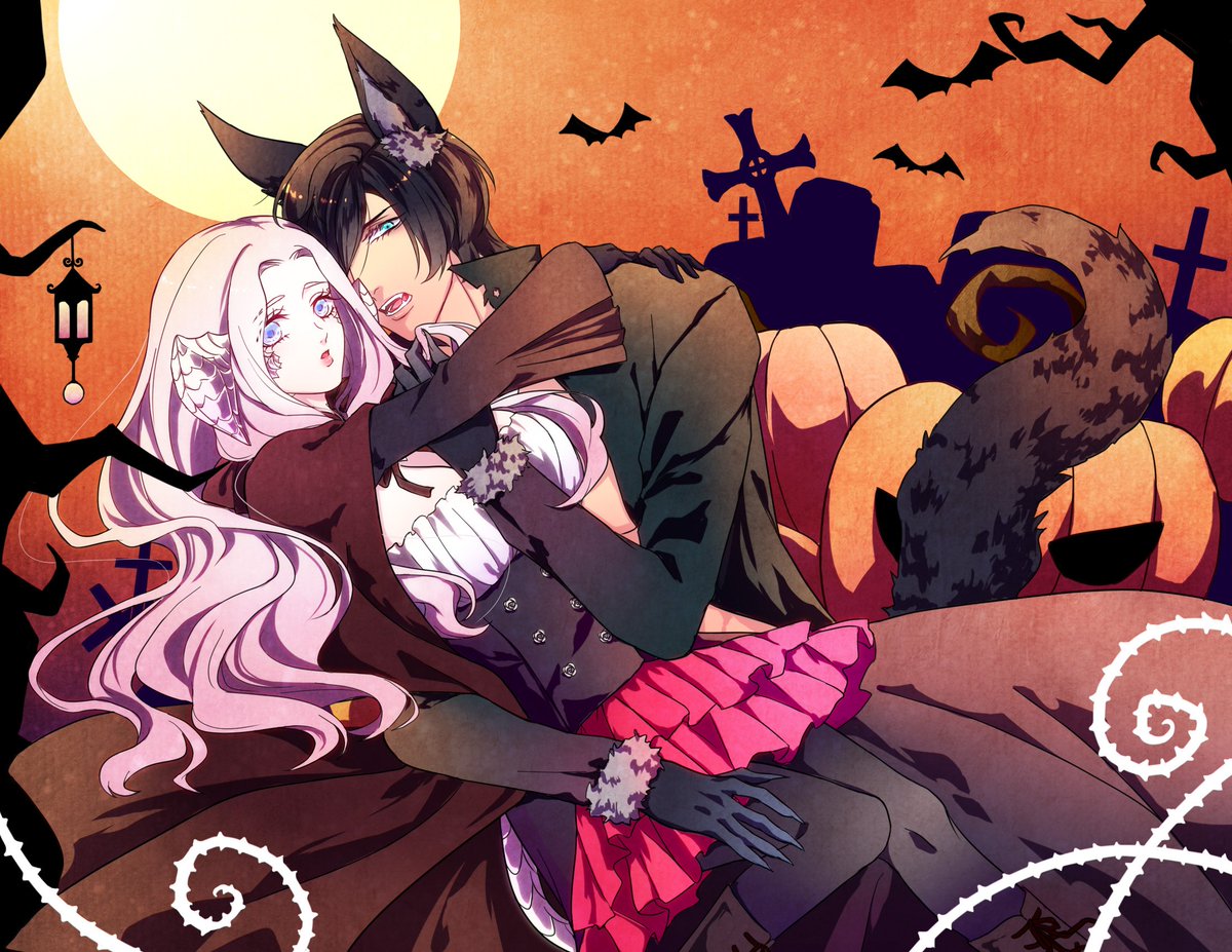 守護天節なので描いた~~~!一応魔女と召使いのオオカミ(?)な感じ#ロウェル夫婦#ロウェロティ 守護天節なので描いた~~~!一応魔女と召使いのオオカミ(?)な感じ#ロウェル夫婦#ロウェロティ
