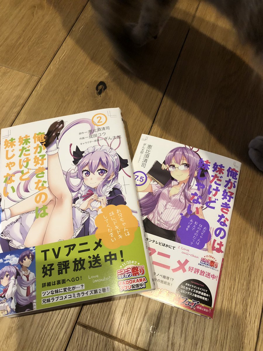 本日同時発売、俺が好きなのは妹だけど妹じゃないコミカライズ版2巻と原作小説7.5巻、どちらも宜しくお願い致します! #い 本日同時発売、俺が好きなのは妹だけど妹じゃないコミカライズ版2巻と原作小説7.5巻、どちらも宜しくお願い致します! #い