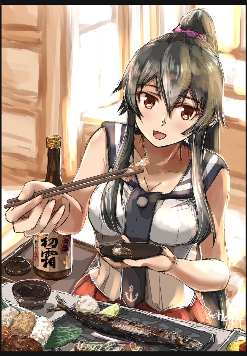 矢矧と家で秋刀魚祭り、初霜ちゃん追加。#艦これ #矢矧 矢矧と家で秋刀魚祭り、初霜ちゃん追加。#艦これ #矢矧