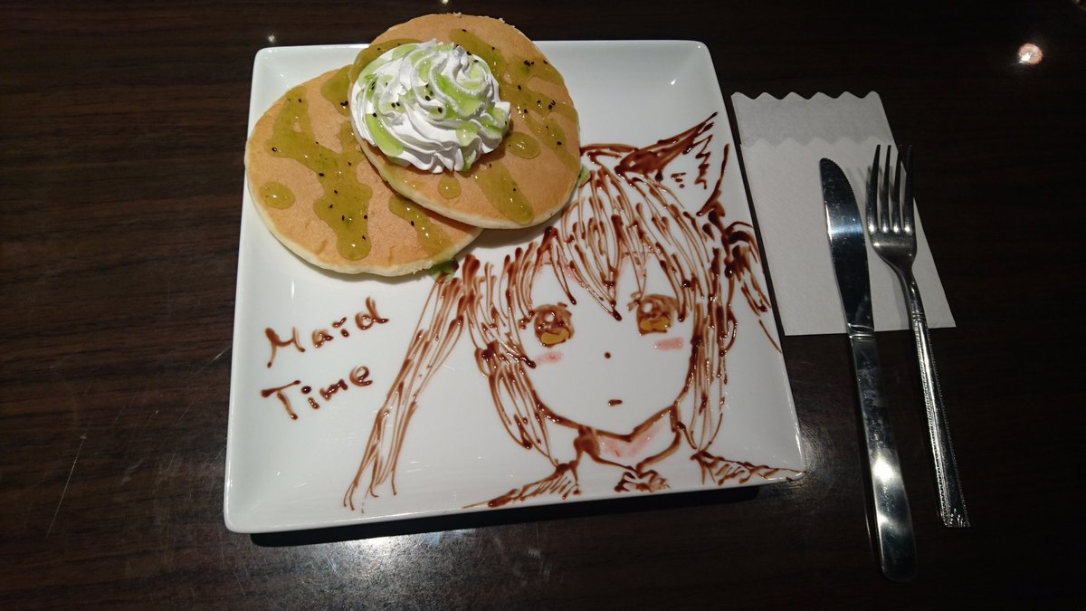 #めいどたいむ に居ます😌お絵描きパンケーキはえいりさん作 #けいおん の#中野梓 です(*´ω`*)めちゃくちゃ上手い #めいどたいむ に居ます😌お絵描きパンケーキはえいりさん作 #けいおん の#中野梓 です(*´ω`*)めちゃくちゃ上手い