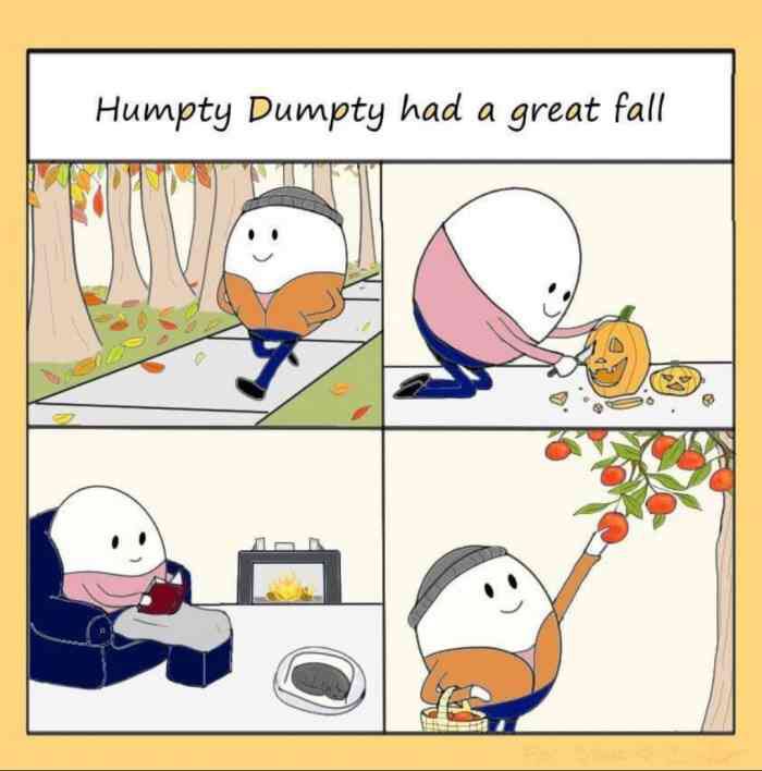 A new perspective on an old classic. ???????????? #HumptyDumpty #Fall https://t.co/YrYxm7y3oz