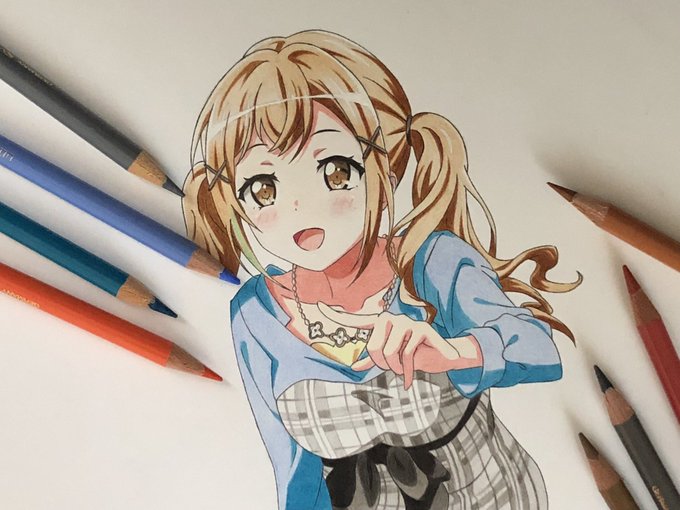 色鉛筆で有咲描きました!#バンドリ #模写 色鉛筆で有咲描きました!#バンドリ #模写