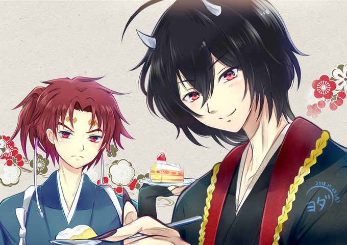 暁と大旦那様🕷️👹大旦那様「ほら、お食べ」暁「まだあるぞ」フォローさんのお祝いイラスト。ヘ(゚∀゚*)ノ初めての暁だ!描 暁と大旦那様🕷️👹大旦那様「ほら、お食べ」暁「まだあるぞ」フォローさんのお祝いイラスト。ヘ(゚∀゚*)ノ初めての暁だ!描