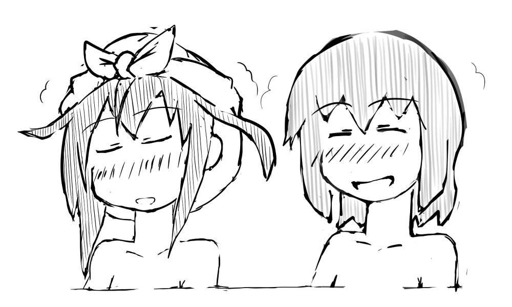 艦これラクガキ、吹雪さん初霜さんin温泉 艦これラクガキ、吹雪さん初霜さんin温泉