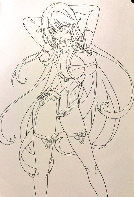 #魔装学園 の愛音の線画コピー。何かの版権かな。 #魔装学園 の愛音の線画コピー。何かの版権かな。