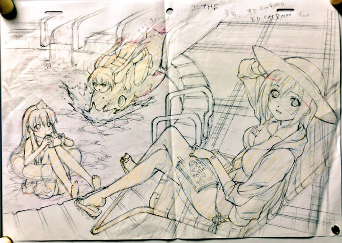 みなみけ1期の時の版権ラフ。パースとかめちゃくちゃですな💧単価がメモってありますね。 みなみけ1期の時の版権ラフ。パースとかめちゃくちゃですな💧単価がメモってありますね。