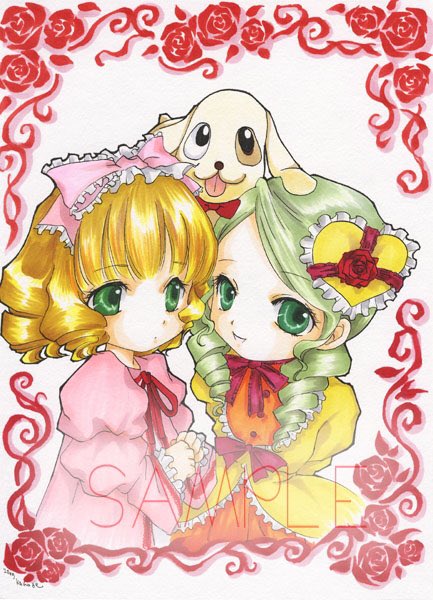 かなり前の過去絵雛苺と金糸雀とクンクン #アナログ #イラスト #コピック #ローゼンメイデン #雛苺 #金糸雀 かなり前の過去絵雛苺と金糸雀とクンクン #アナログ #イラスト #コピック #ローゼンメイデン #雛苺 #金糸雀