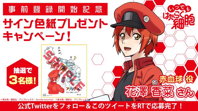 \サイン色紙プレゼントキャンペーン✨/#いつでもはたらく細胞 公式Twitterとアニメ公式Twitter()をフォロー \サイン色紙プレゼントキャンペーン✨/#いつでもはたらく細胞 公式Twitterとアニメ公式Twitter()をフォロー
