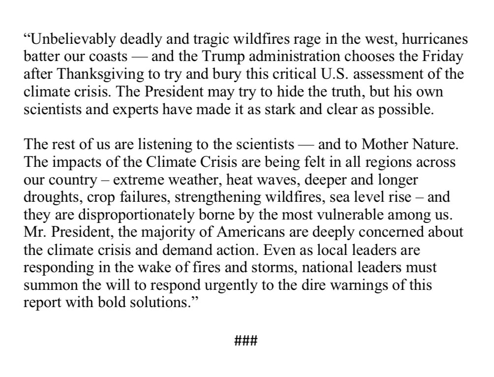 My statement on the National Climate Assessment released today:  