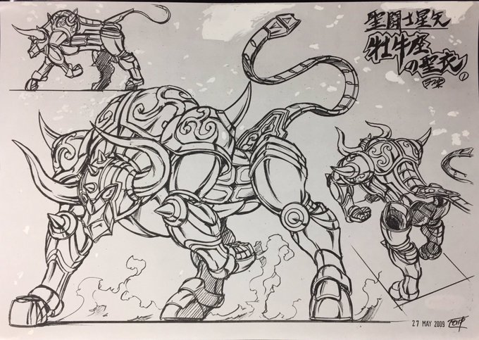 アニメ「聖闘士 星矢 冥王神話(ロストキャンバス)」、牡牛座の聖衣(ゴールドクロス)のラフ案、その1。 アニメ「聖闘士 星矢 冥王神話(ロストキャンバス)」、牡牛座の聖衣(ゴールドクロス)のラフ案、その1。