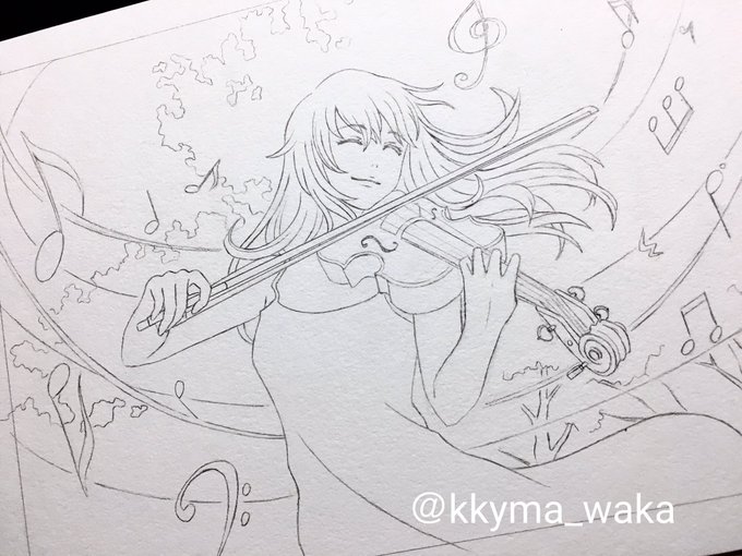 線画かけた。線画嫌いだからいつも時間かかるのに、今回早くできた(^。^)#四月は君の嘘 線画かけた。線画嫌いだからいつも時間かかるのに、今回早くできた(^。^)#四月は君の嘘