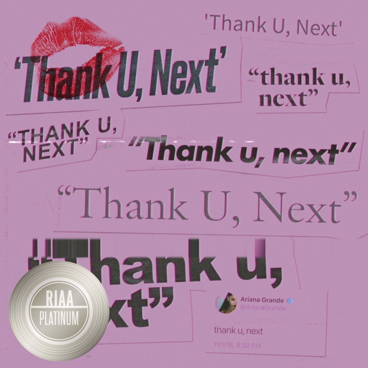 RT @RIAA: thank u, next is RIAA Platinum in less than a month!  ????@ArianaGrande @RepublicRecords https://t.co/qiiqcYwnEr