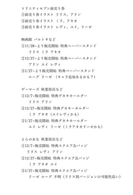 トリニティセブン 映画第2弾前売り券の特典情報イラスト付き写真の上の1枚は映画館で購入した際の特典下の3枚はとらのあなで トリニティセブン 映画第2弾前売り券の特典情報イラスト付き写真の上の1枚は映画館で購入した際の特典下の3枚はとらのあなで