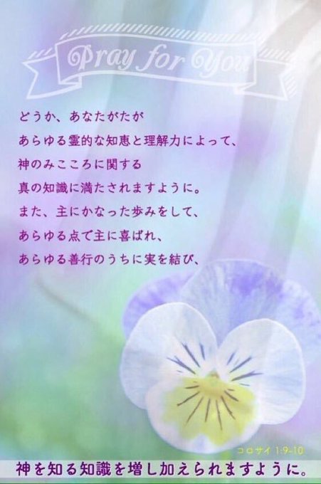 どうか、あなたがたがあらゆる霊的な知恵と理解力によって、神のみこころに関する真の知識に満たされますように。また、主にかな どうか、あなたがたがあらゆる霊的な知恵と理解力によって、神のみこころに関する真の知識に満たされますように。また、主にかな