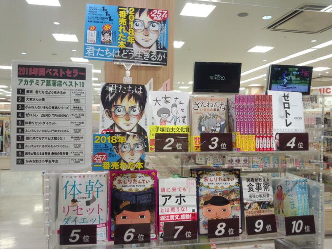 当店オリジナル年間ベストセラーのコーナーが今年もできました♪1位 漫画君たちはどう生きるか2位 大家さんと僕3位 ざんね 当店オリジナル年間ベストセラーのコーナーが今年もできました♪1位 漫画君たちはどう生きるか2位 大家さんと僕3位 ざんね