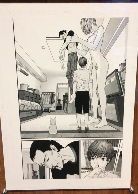 5つ目はこの原画です。零とパピコの彼氏(ヒモ男)が喧嘩している所をパピコが巨大化して彼氏を抑制した所です。3人の関係と絵 5つ目はこの原画です。零とパピコの彼氏(ヒモ男)が喧嘩している所をパピコが巨大化して彼氏を抑制した所です。3人の関係と絵