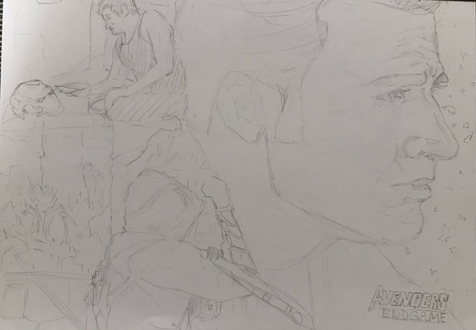 アベンジャーズ/エンドゲームのファーストトレイラーの集合絵の下書き完成した!今回は予告に出てきたキャラ全部書くわけじゃな アベンジャーズ/エンドゲームのファーストトレイラーの集合絵の下書き完成した!今回は予告に出てきたキャラ全部書くわけじゃな