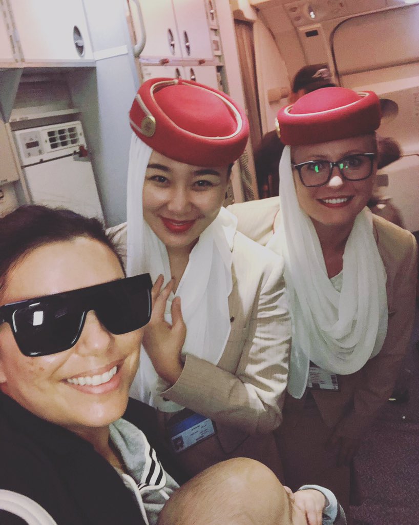 These are the lovely women who took care of us on the plane ✈️ Thank you @emirates!!! https://t.co/q6sxx7L81c