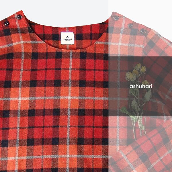 big tartan shoulder button dress color : gray. orangesize : big tartan shoulder button dress color : gray. orangesize :