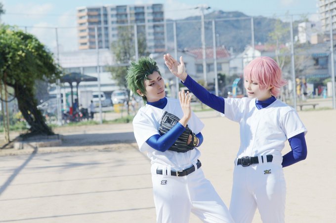 【コス】ダイヤのA/二遊間倉持:緒斗奈さん()亮介:音琥撮影:ちゃーりーさん() 【コス】ダイヤのA/二遊間倉持:緒斗奈さん()亮介:音琥撮影:ちゃーりーさん()