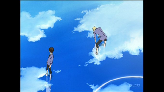 このカットの強さ。前の絵では池の底の石敷きが見えているのに、それすら消失して完全に空を反射している異空間。さらに水の波紋 このカットの強さ。前の絵では池の底の石敷きが見えているのに、それすら消失して完全に空を反射している異空間。さらに水の波紋