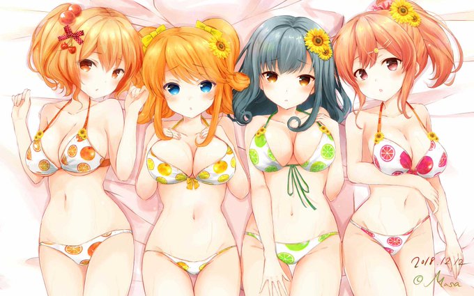 ガールフレンド(仮)から戸村美知留、相楽エミ、篠宮りさ、櫻井明音を描きました('ω')ノ2年生POP@水着 ガールフレンド(仮)から戸村美知留、相楽エミ、篠宮りさ、櫻井明音を描きました('ω')ノ2年生POP@水着