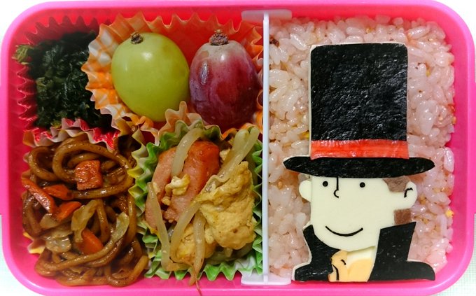 今日のお弁当は、アニメ、レイトンミステリー探偵社~カトリーの謎解きファイルのレイトン教授です。「謎は解けるから謎なのさ。 今日のお弁当は、アニメ、レイトンミステリー探偵社~カトリーの謎解きファイルのレイトン教授です。「謎は解けるから謎なのさ。