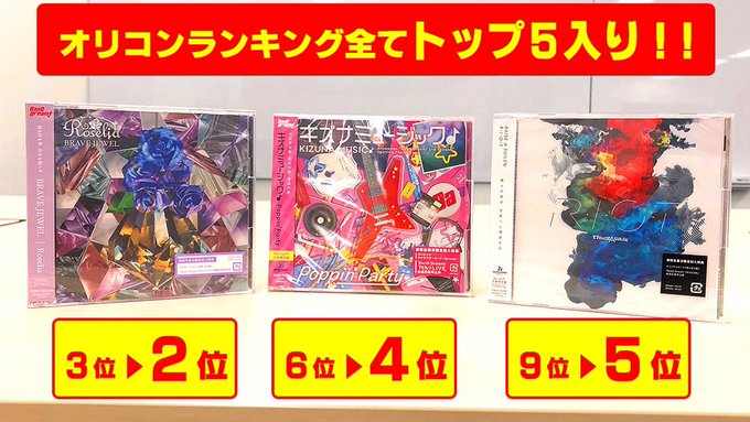 【速報✨オリコントップ5入り‼️】 2️⃣Roselia/BRAVE JEWEL4️⃣Poppin'Party/キズナミ 【速報✨オリコントップ5入り‼️】 2️⃣Roselia/BRAVE JEWEL4️⃣Poppin'Party/キズナミ