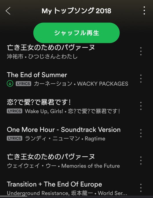 Spotify調べ2018 おれのトップソング「亡き王女のためのパヴァーヌ」沖祐市さん推し #スカパラ#35年目のカーネ Spotify調べ2018 おれのトップソング「亡き王女のためのパヴァーヌ」沖祐市さん推し #スカパラ#35年目のカーネ