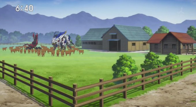 #ゾイドワイルド好きなシーンはこれ。牛達はゾイドに魅了されているようです。 #ゾイドワイルド好きなシーンはこれ。牛達はゾイドに魅了されているようです。