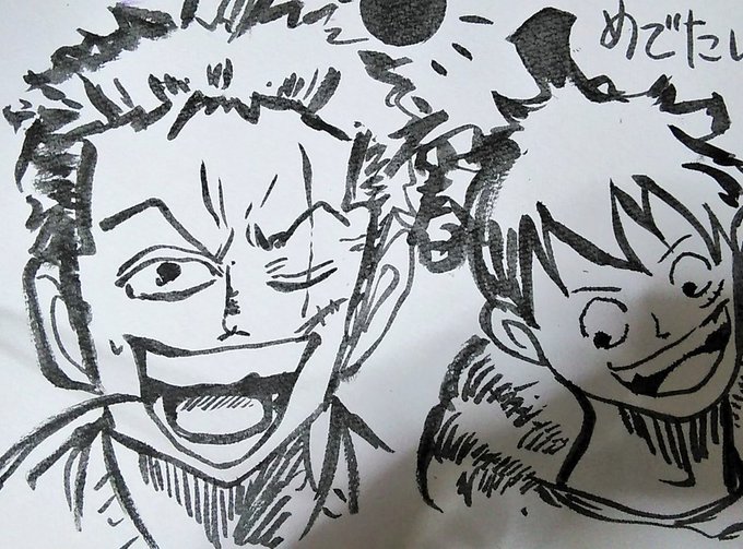 落書きしちゃった。正月近いしさめでたいしさ(笑)#ワンピース#ゾロ#ルフィ 落書きしちゃった。正月近いしさめでたいしさ(笑)#ワンピース#ゾロ#ルフィ