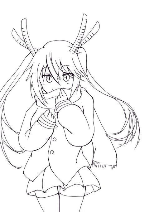 先輩に描いてと言われてたトールちゃん完成したのだ!(画像1は尻尾を描き忘れた悲しいトールちゃん)#小林さんちのメイドラゴ 先輩に描いてと言われてたトールちゃん完成したのだ!(画像1は尻尾を描き忘れた悲しいトールちゃん)#小林さんちのメイドラゴ