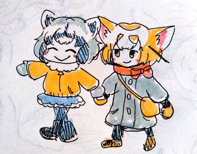 寒いけどお出かけなのだ。#けものフレンズ #アライさん #フェネック 寒いけどお出かけなのだ。#けものフレンズ #アライさん #フェネック
