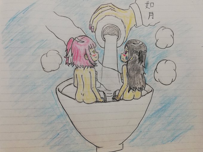 ノートにプリプリの落書きしてしまった(笑)まずいな💧ま、いいか😊下手クソですが、ステファニーとソフィが甘酒風呂に一緒に入 ノートにプリプリの落書きしてしまった(笑)まずいな💧ま、いいか😊下手クソですが、ステファニーとソフィが甘酒風呂に一緒に入
