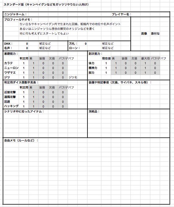 🌟またニンジャスレイヤーTRPG用の共有ファイルに、キャラクターシートのサンプルや、ルール早見表なども各種追加されていま 🌟またニンジャスレイヤーTRPG用の共有ファイルに、キャラクターシートのサンプルや、ルール早見表なども各種追加されていま