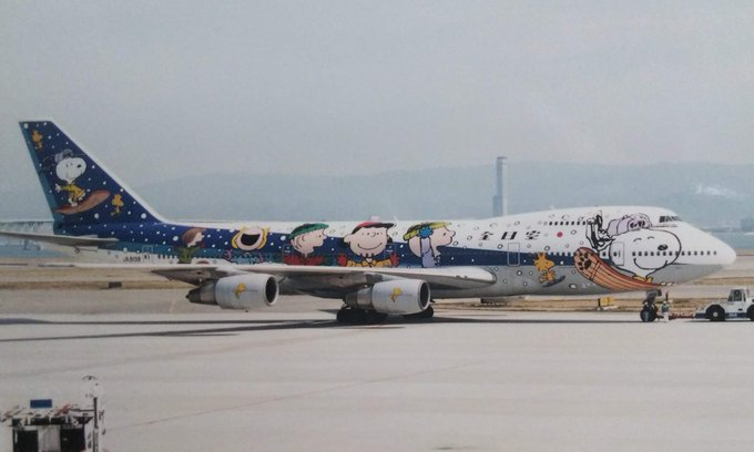 #飛行機の日昔関空で撮影したスヌーピー塗装冬にマッチした素敵な塗装でした。ANA B747SR-81 JA8139 #飛行機の日昔関空で撮影したスヌーピー塗装冬にマッチした素敵な塗装でした。ANA B747SR-81 JA8139