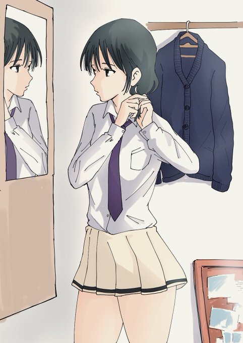 おさげのスキマ(ゆりゾーン)の確認をするゆりちゃんの朝#わたモテ#watamote おさげのスキマ(ゆりゾーン)の確認をするゆりちゃんの朝#わたモテ#watamote