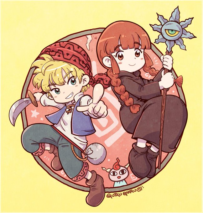 @_paparia_ 魔法陣グルグルのニケ…のはずでしたがノッてしまいククリも描いてしまいました💦 @_paparia_ 魔法陣グルグルのニケ…のはずでしたがノッてしまいククリも描いてしまいました💦