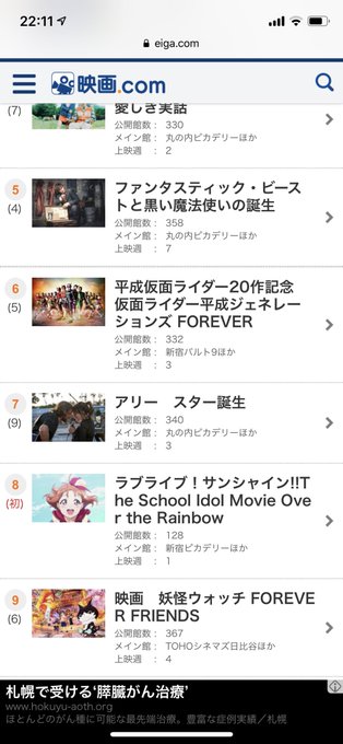 ラブライブの映画μ'sの時初週4.2億円 3週目12億円 3週1位キープサンシャイン初週 8位スタート。興行収入触れられ ラブライブの映画μ'sの時初週4.2億円 3週目12億円 3週1位キープサンシャイン初週 8位スタート。興行収入触れられ