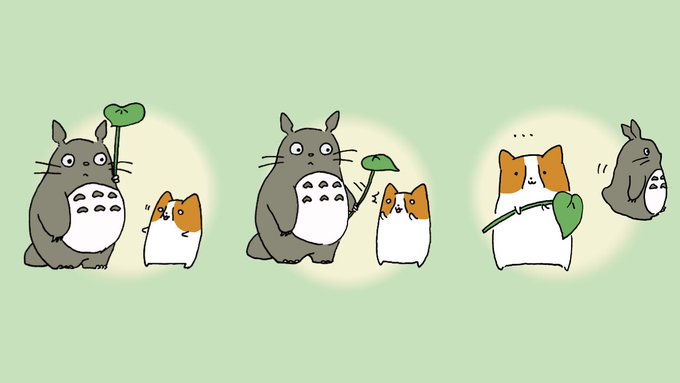 ジブリとコギ①お近づきのしるし3コマです🥰#ジブリとコギ #コーギー#トトロ ジブリとコギ①お近づきのしるし3コマです🥰#ジブリとコギ #コーギー#トトロ