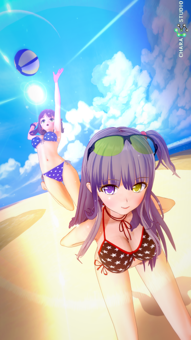 お題リクエスト「ビーチバレー」 #コイカツ後手でハンドサイン & ジャンプサーブ。前と同じく、はるかなレシーブと お題リクエスト「ビーチバレー」 #コイカツ後手でハンドサイン & ジャンプサーブ。前と同じく、はるかなレシーブと