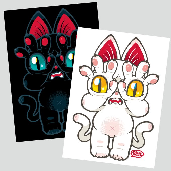 ワンフェス用にB4ポスターとステッカー大と小を作成中✋👁🐱👁🤚Grape Brain X Candie Bolton も ワンフェス用にB4ポスターとステッカー大と小を作成中✋👁🐱👁🤚Grape Brain X Candie Bolton も