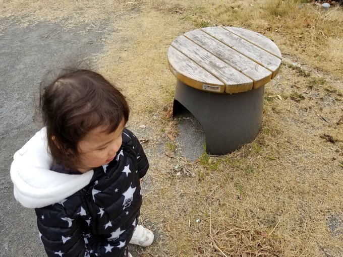 子供と散歩していると気付きがある。近所の公園は災害時用にベンチ自体が火をおこせる炉になってて、トトロの水がちめたくなるま 子供と散歩していると気付きがある。近所の公園は災害時用にベンチ自体が火をおこせる炉になってて、トトロの水がちめたくなるま