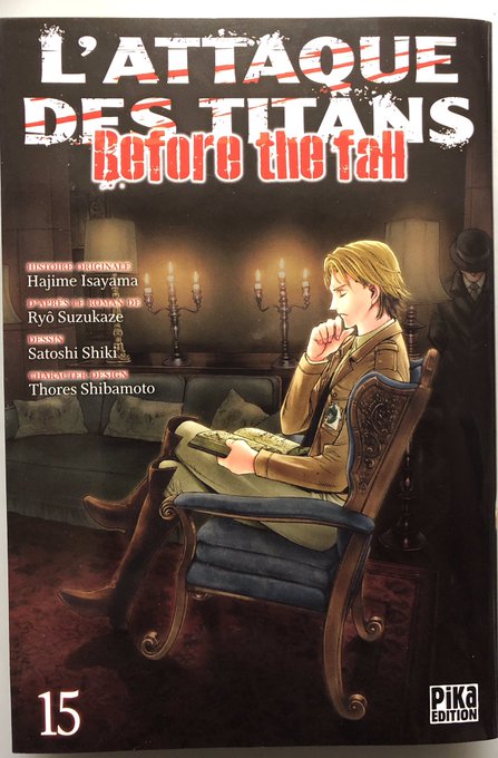 「進撃の巨人before the fall」第15巻のフランス版献本が届きました。日本語の擬音の横にその国の擬音が小さく 「進撃の巨人before the fall」第15巻のフランス版献本が届きました。日本語の擬音の横にその国の擬音が小さく
